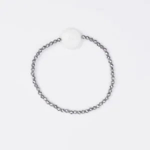 Bracciale Elastico in Ematite ed Agata Bianca