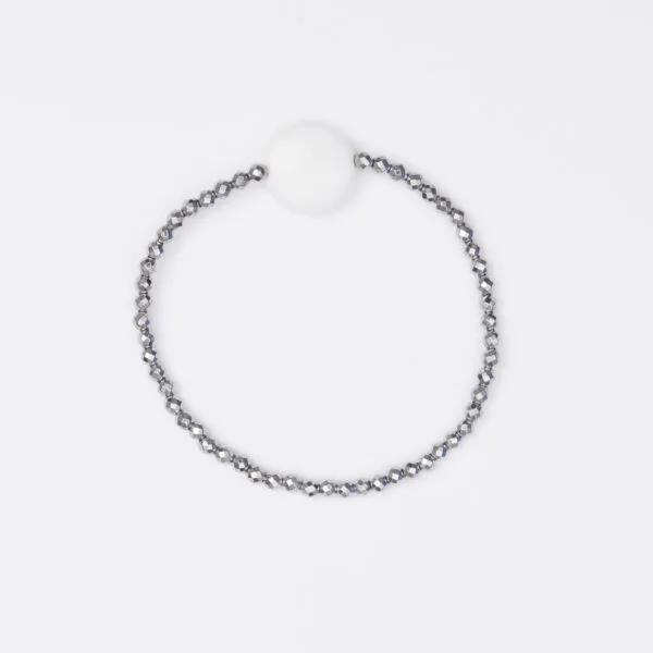 Bracciale Elastico in Ematite ed Agata Bianca