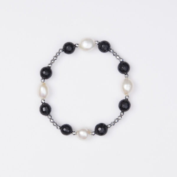 Bracciale Elastico in Ematite, Perle ed Onice