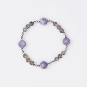 Bracciale Elastico in Ematite e Ametista ed Agata Botswana