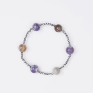 Bracciale Elastico in Ematite e Ametista ed Agata Botswana