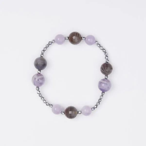 Bracciale Elastico in Ematite e Ametista ed Agata Botswana