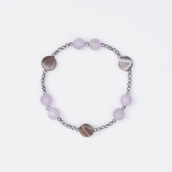 Bracciale Elastico in Ematite e Ametista ed Agata Botswana