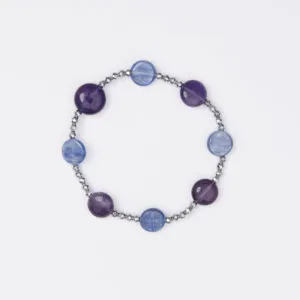 Bracciale Elastico in Ematite, Cianite ed Ametista