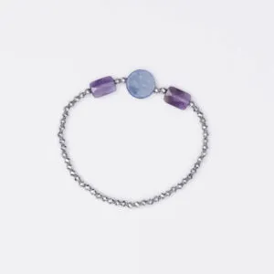 Bracciale Elastico in Ematite, Cianite ed Ametista