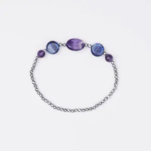 Bracciale Elastico in Ematite, Cianite ed Ametista