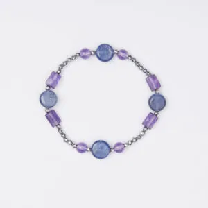 Bracciale Elastico in Ematite, Cianite ed Ametista