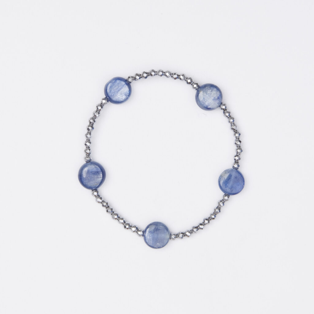 Bracelet élastique en hématite et disthène