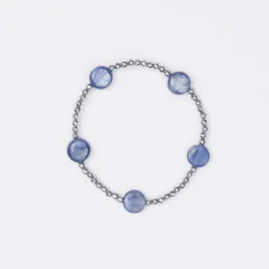 Bracelet élastique en hématite et disthène