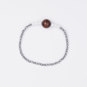 Bracciale Elastico in Ematite, Agata Bianca ed Occhio di Bue