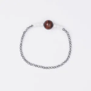 Bracciale Elastico in Ematite, Agata Bianca ed Occhio di Bue