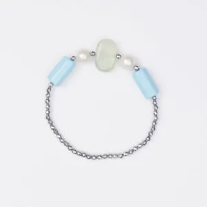 Bracciale Elastico in Ematite, Pasta di Turchese e Prehnite