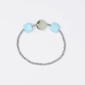 Bracciale Elastico in Ematite, Pasta di Turchese e Prehnite