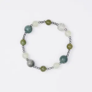 Bracciale Elastico in Ematite e Prehnite, Nefrite ed Agata Muschiata