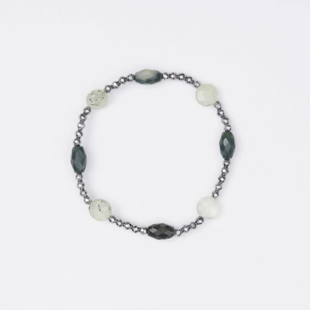Hematiet, Prehniet en Mosagaat Elastische Armband