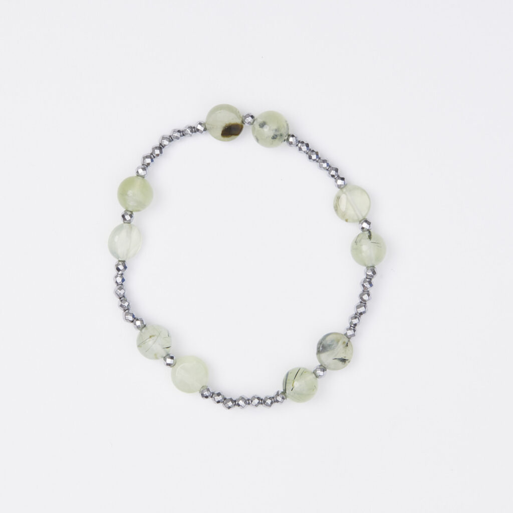 Bracciale Elastico in Ematite e Prehnite