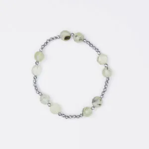 Bracciale Elastico in Ematite e Prehnite