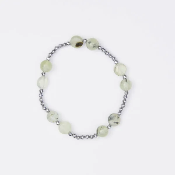 Bracciale Elastico in Ematite e Prehnite