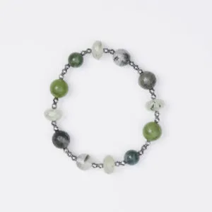 Bracciale Elastico in Ematite, Prehnite, Nefrite e Muschiata