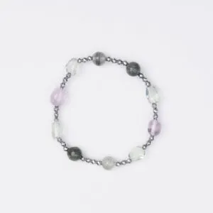 Bracciale Elastico in Ematite, Ametista, Prasiolite ed Agata Salvia