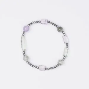 Bracciale Elastico in Ematite, Ametista, Prasiolite ed Agata Salvia