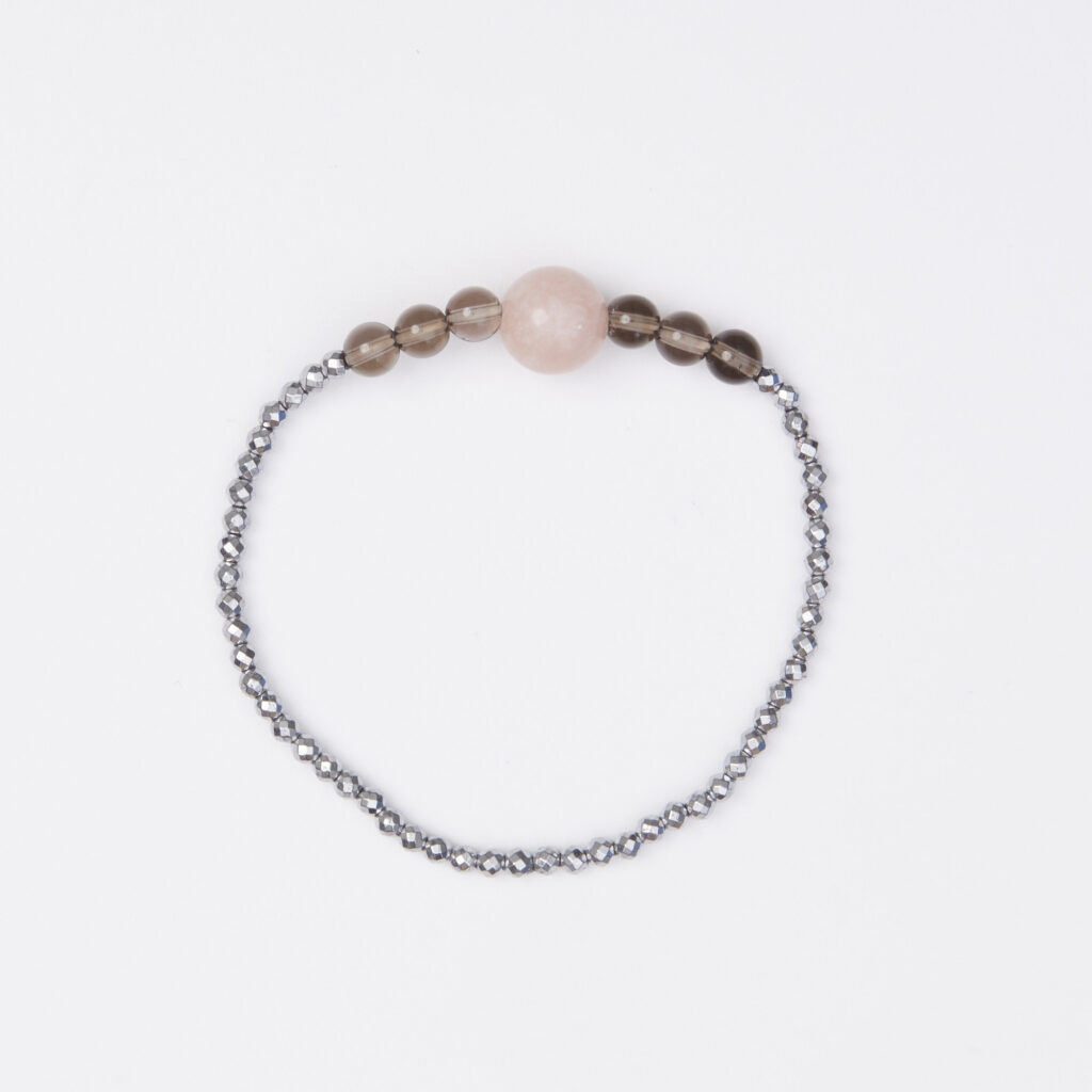 Bracciale Elastico in Ematite, Rodonite e Marrone