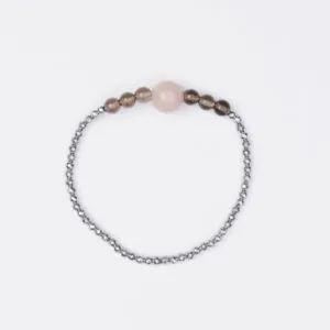 Bracciale Elastico in Ematite, Rodonite e Marrone