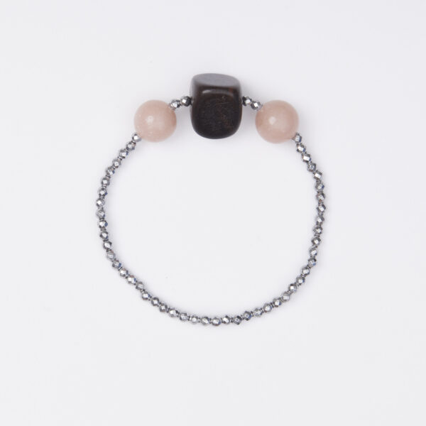 Bracciale Elastico in Ematite, Rodonite e Marrone