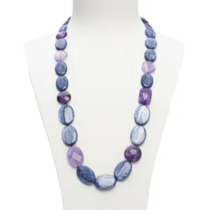 Collana media lunghezza in Cianite ed Ametista