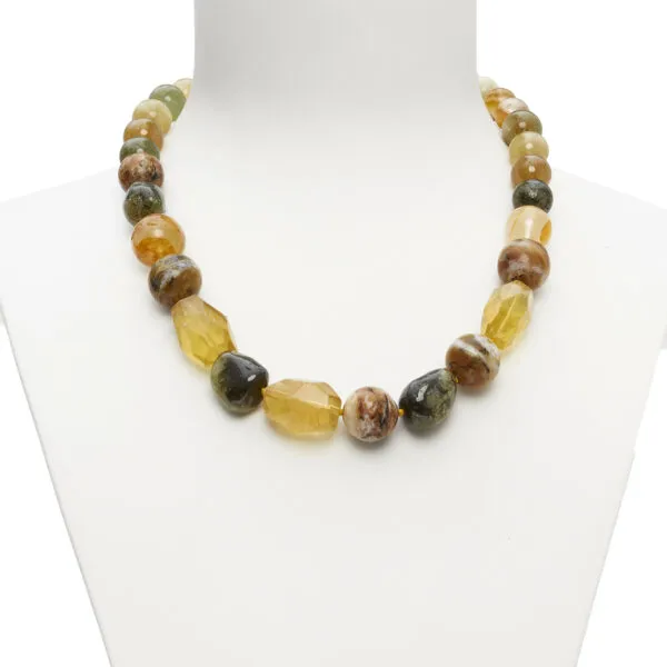 Collana Girocollo in Opale verde e Quarzo Ematoide Giallo