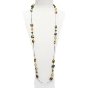Collana lunga in Nefrite, Diaspri, Ematoide giallo ed Ematite