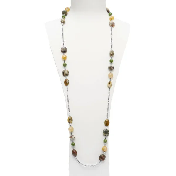 Collana lunga in Nefrite, Diaspri, Ematoide giallo ed Ematite