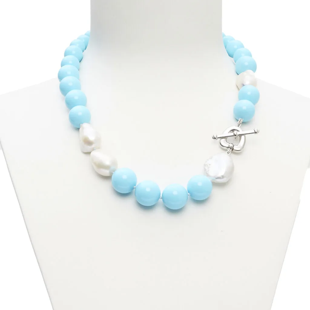 Ketting van turkooispasta en parels