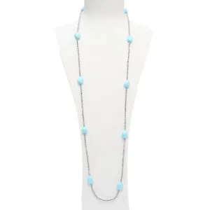 Collana lunga in Pasta di Turchese ed Ematite