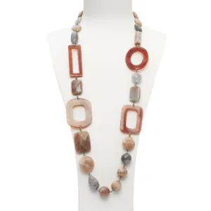 Maansteen en Grijze Kwarts medium ketting met hoorn