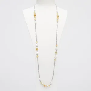 Collana lunga in Citrino, Perle ed Ematite