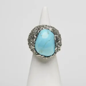 Anello Regolabile in Argento con Pasta di Turchese