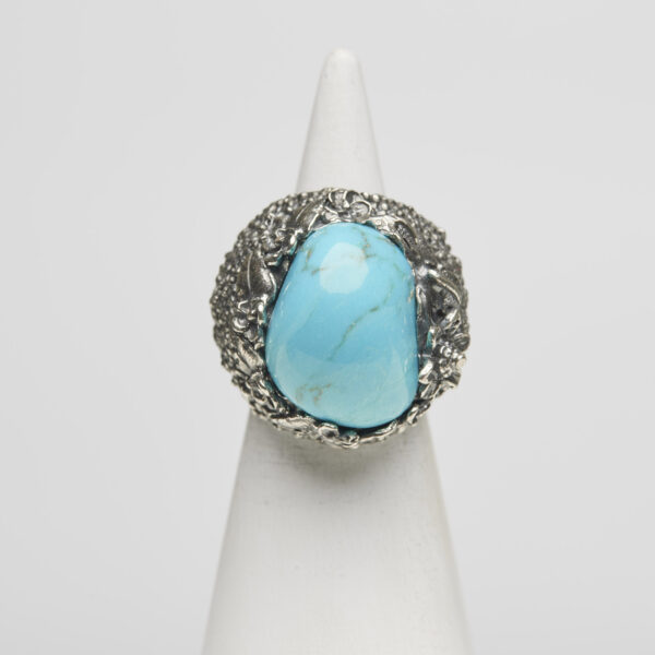 Anello Regolabile in Argento con Pasta di Turchese