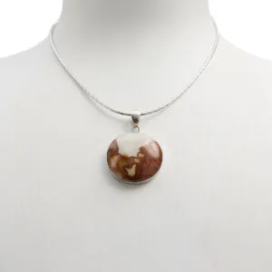 Ciondolo in Agata Indiana a disco ed Argento