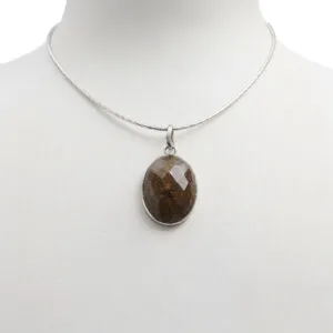 Ciondolo in Bronzite Ovale ed Argento