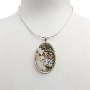 Ciondolo in Diaspro Oceanico Ovale con Argento