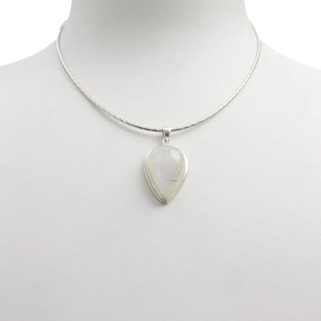 Ciondolo in Labradorite Bianca con Argento