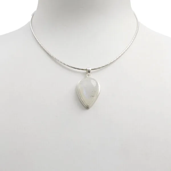 Ciondolo in Labradorite Bianca con Argento