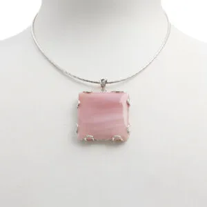 Ciondolo in Opale Rosa Quadrato