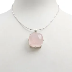 Ciondolo in Quarzo Rosa Quadrato Bombato