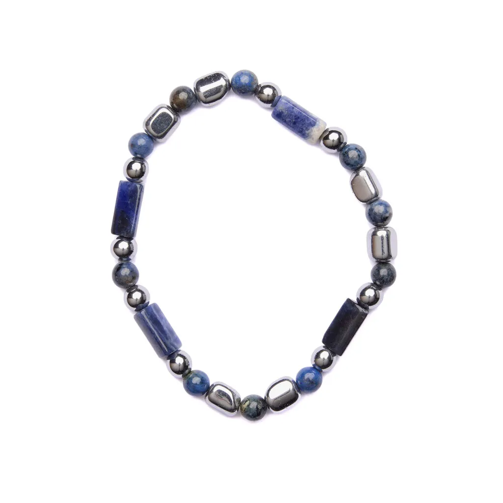 Bracciale Uomo elastico in Ematite e Sodalite