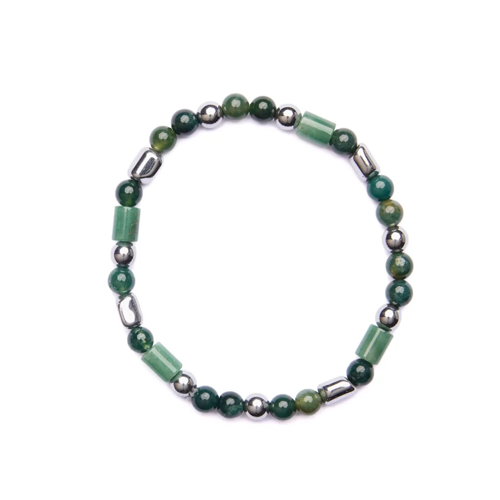 Bracciale Uomo elastico in Agata Muschiata ed Avventurina