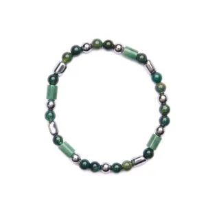 Bracciale Uomo elastico in Agata Muschiata ed Avventurina