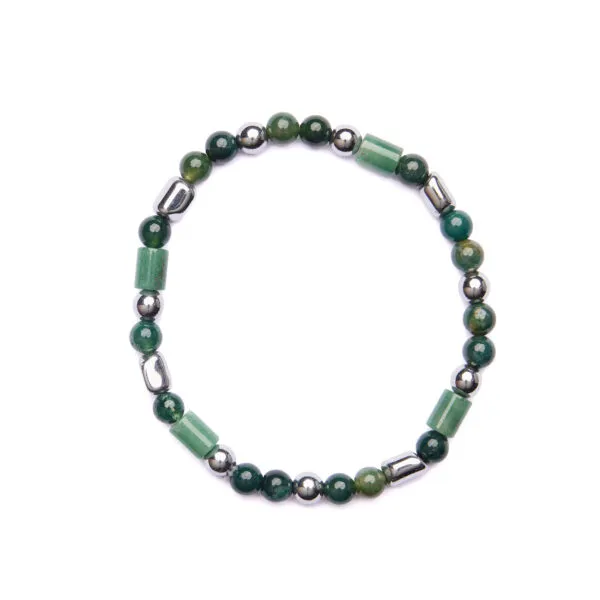 Bracciale Uomo elastico in Agata Muschiata ed Avventurina