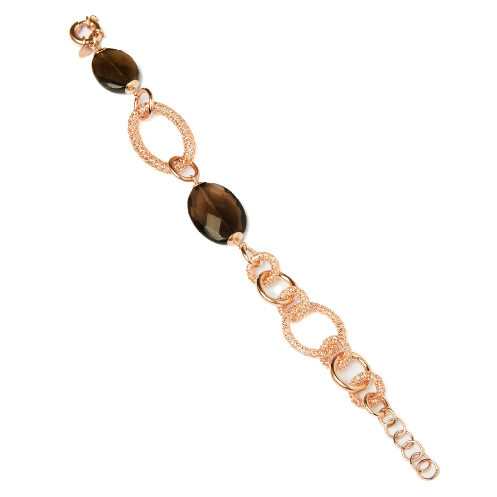 Bracciale in Quarzo Fumè con elementi in Argento